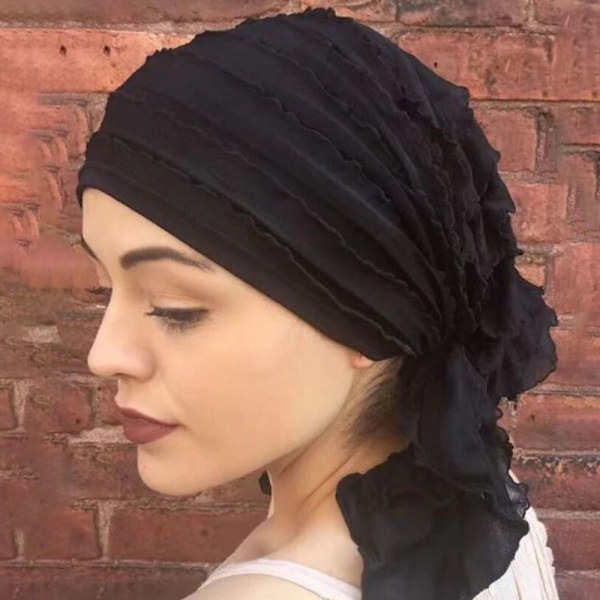 Muslimske Kvinder Hijab Motorhjelm Turban Chemo Cap SORT black