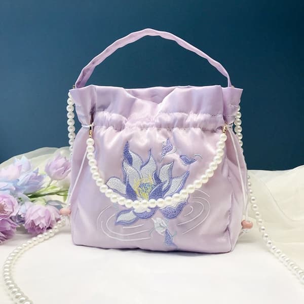 Broderte blomster snørepose godterioppbevaringspose 2 2 2