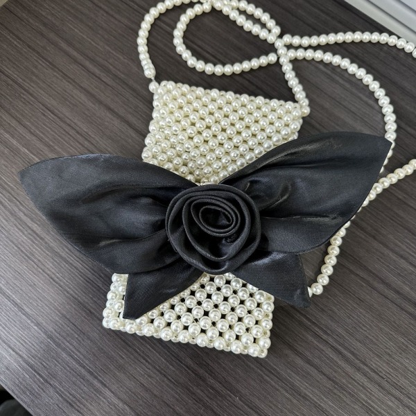 Bow Fabric Patch Flower Kangastarra MUSTA Black