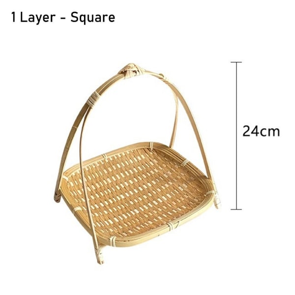 1st Bambu vävd korg förvaringskorg 1 LAGER - FYRKANTIG 1 1 Layer - Square