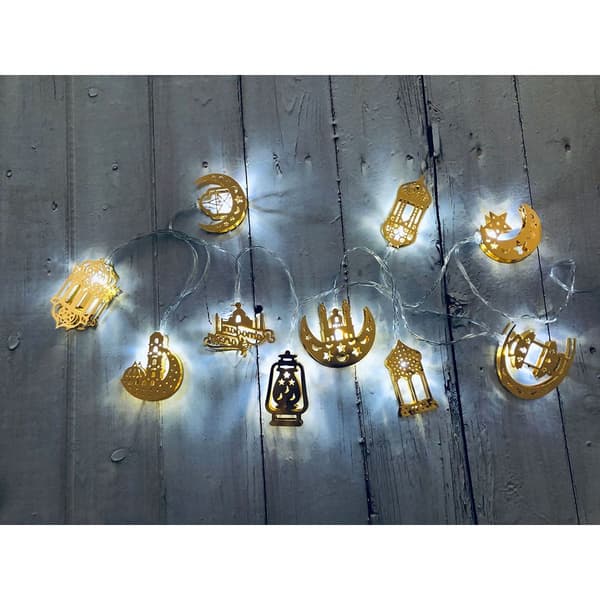 1.65m 10LED Eid Mubarak LED-lysstreng Ramadan-dekorasjon white