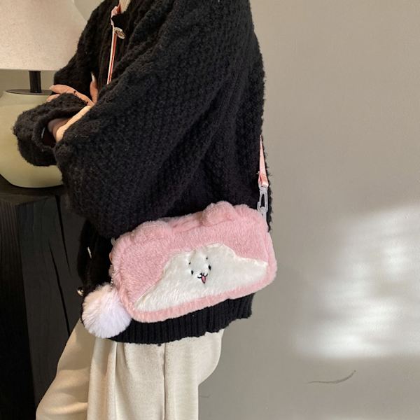 Ryggsäck Plysch Doll Axelväska ROSA CIRKULÄR CIRKULÄR Pink Circular-Circular