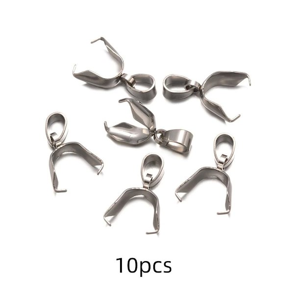 10cpcs hängsmycke Pinch Bail Dingle Charm Bead Connector SILVER Silver 2.5X13mm10pcs-10pcs