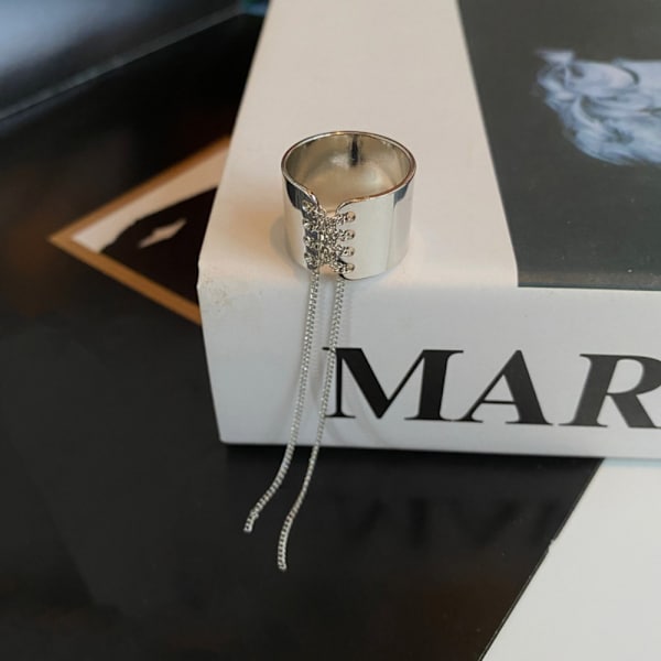 Kedje Tofs Ringar Bred Kant Ringar Öppen Ring