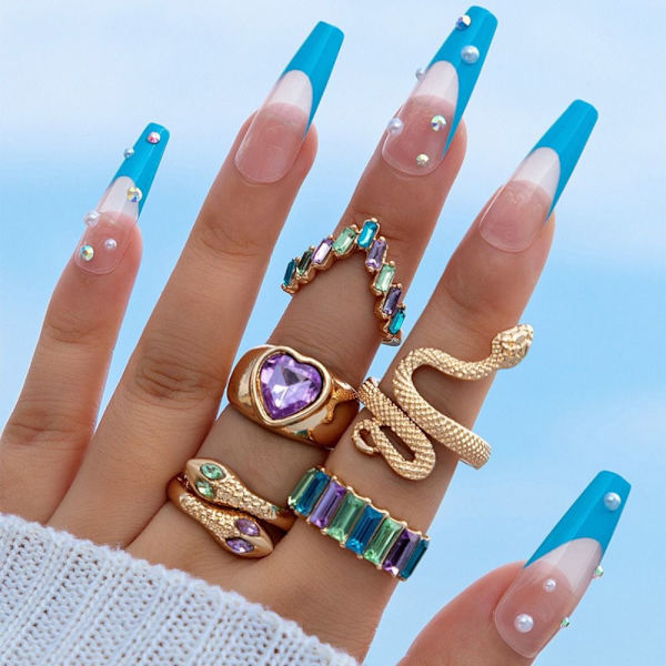 5st imitation ädelsten Ring Ring Set DRÄKT suit