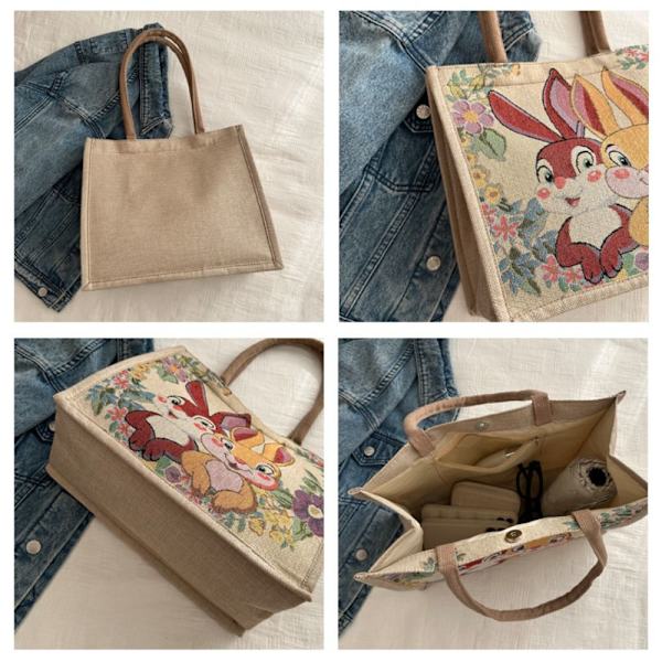 Cartoon Tote Bag Brodert Skulderveske 3 3 3