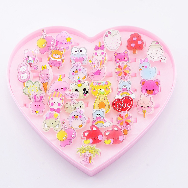 36 kpl Lasten sarjakuvasormukset, Candy Flower set Style 6