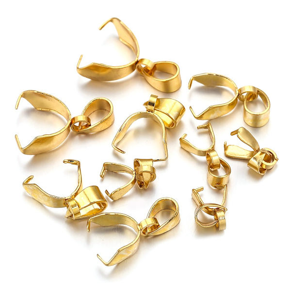 10 st hängsmycke Pinch Bail Dingle Charm Bead Connector GULD Gold 4x16mm10pcs-10pcs