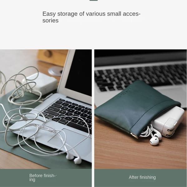 PU Øretelefon Ledning Taske Mini Kosmetiktasker SORT black