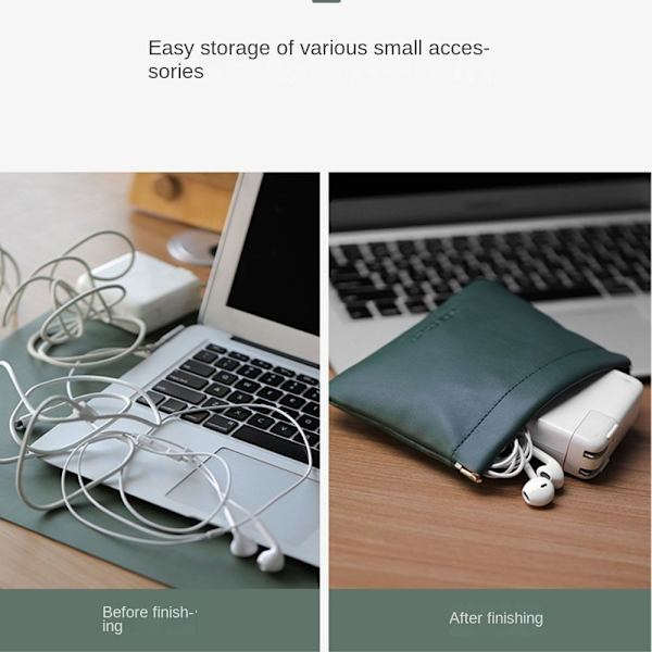 PU Øretelefon Wire Bag Mini Kosmetiktasker SORT black