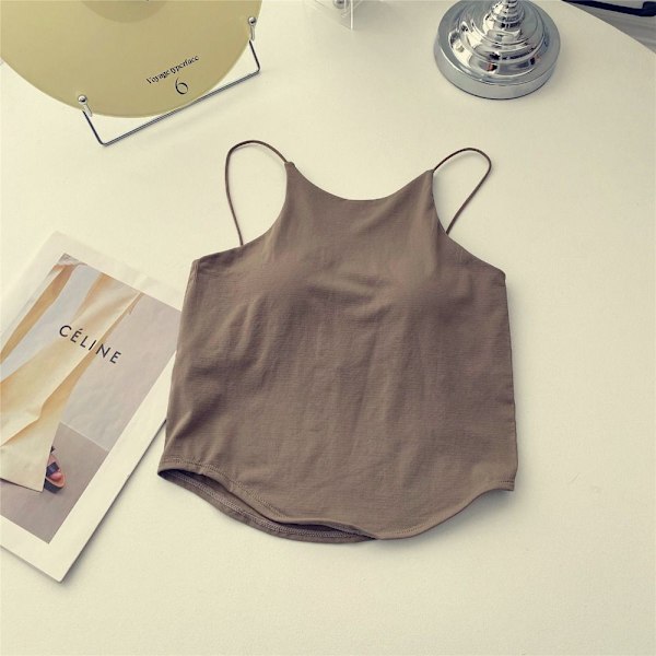 Bryst Wrap Bottom Top Suspender Tank Top KHAKI khaki