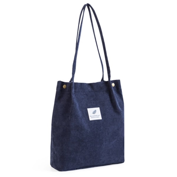 Kvinder Canvas Corduroy Tote Bags Håndtaske Dame SORT Black