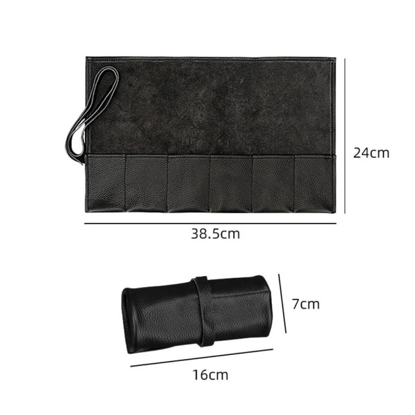 Klokkerulleboks i ekte skinnklokkeboks SVART black