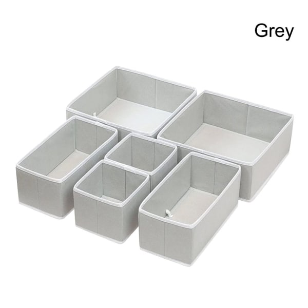 6st/ Set Tyg Förvaringslåda Kläder Organisation Låda GRÅ GRÅ grey