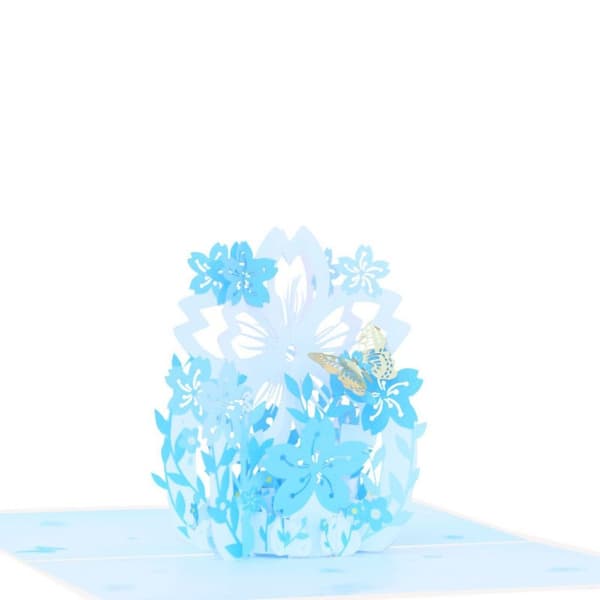 Handgjort 3D-pappersgratulationskort, presentkort LJUSBLÅ Light blue