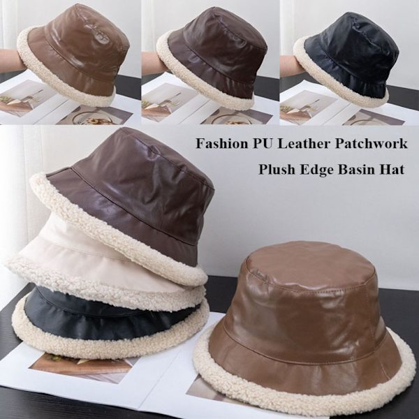 Patchwork-hat med plysset kant SORT Black