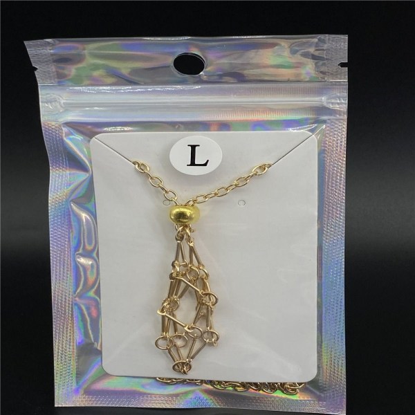 Crystal Holder Cage Necklace Crystal Net Metal Necklace GOLD L Gold L