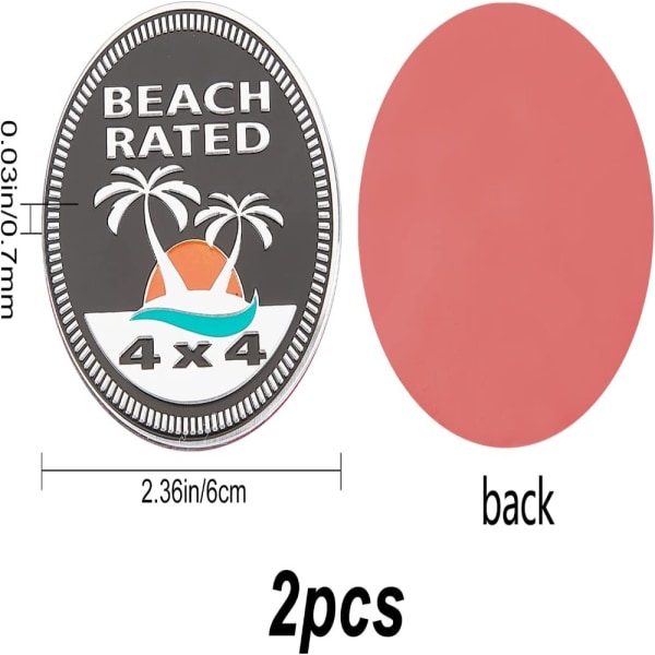 2 kpl Beach Badge Rated Emblem Summer Beach -auton tunnus 4 x 4