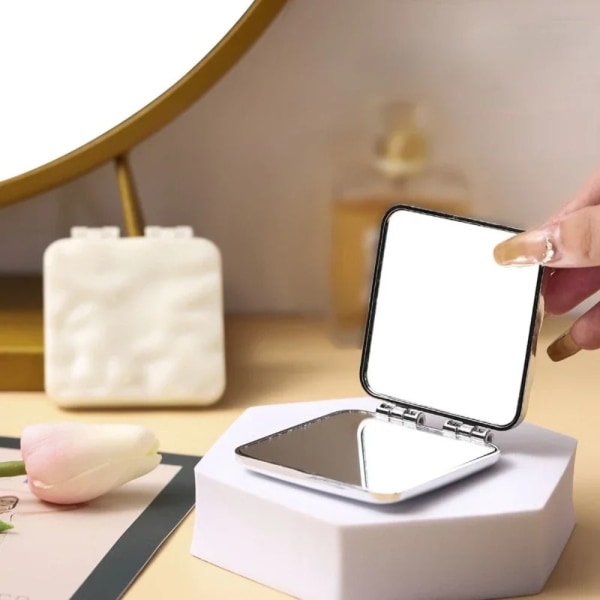 Plating Makeup Mirror Mini Square Makeup Mirror SØLV silver