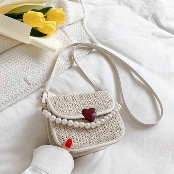 Vävd väska Single Shoulder Crossbody-väska VIT white