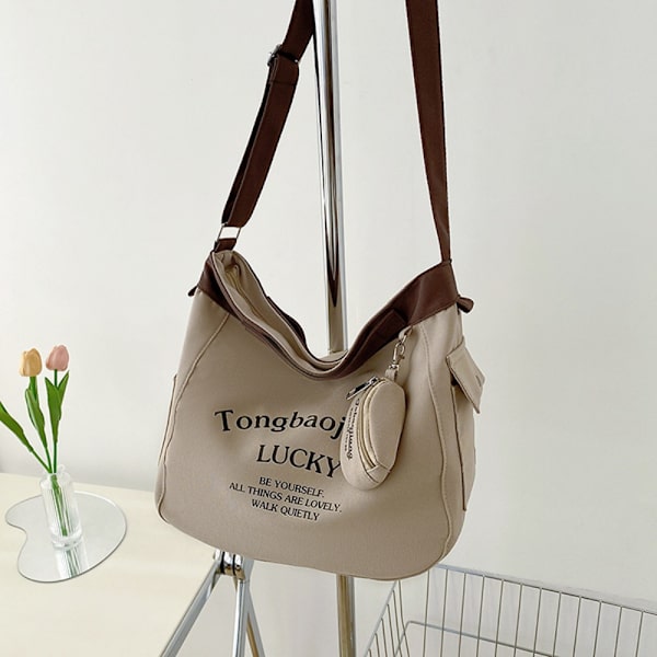 Korealaistyylinen kangaskassi, suuri kapasiteetti KHAKI-kangaskassi khaki