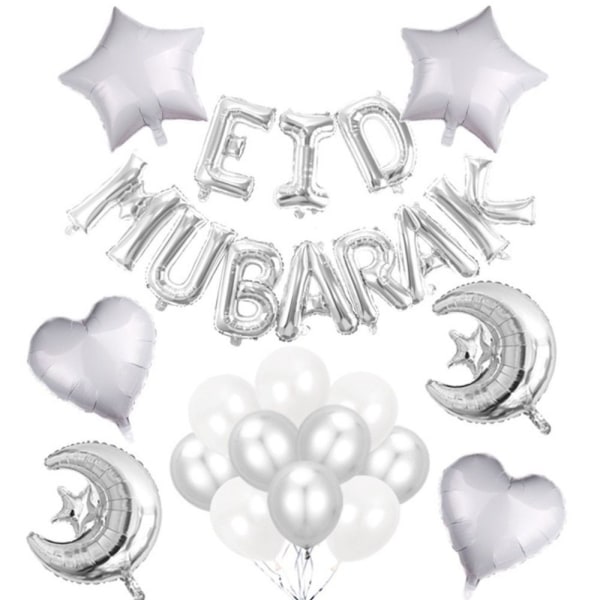 Eid Mubarak Balloner Brev Folieballoner SØLV Silver