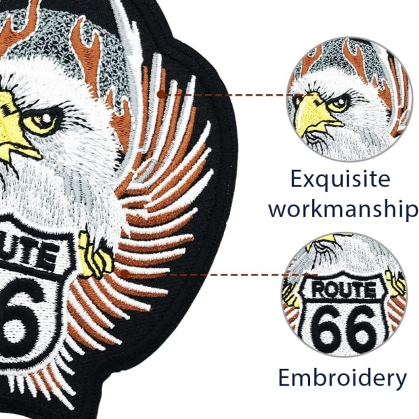 2stk Route 66 Motorsykkel Patch På Eagle Shape Sy på Patch