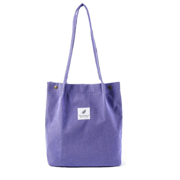 Kvinder Canvas Corduroy Tote Bags Håndtaske Dame SORT Black