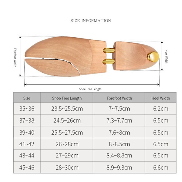 1 par Sko Bårer Sko Tree Extender for menn EU 39-40 EU 39-40