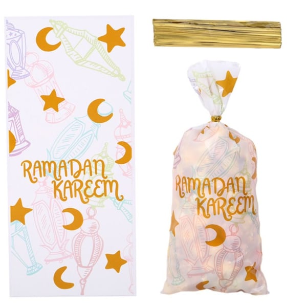 50 kpl Ramadan Kareem Lahjakassit Eid Mubarak Candy Cookie Bag
