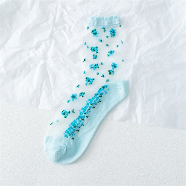 Kristallglas Silkesockor Lastic strumpor BLÅ Blue