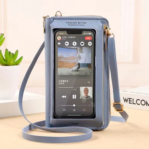 Touch Screen Mobiltelefonväska Liten Messenger Bag GRÅ Grey