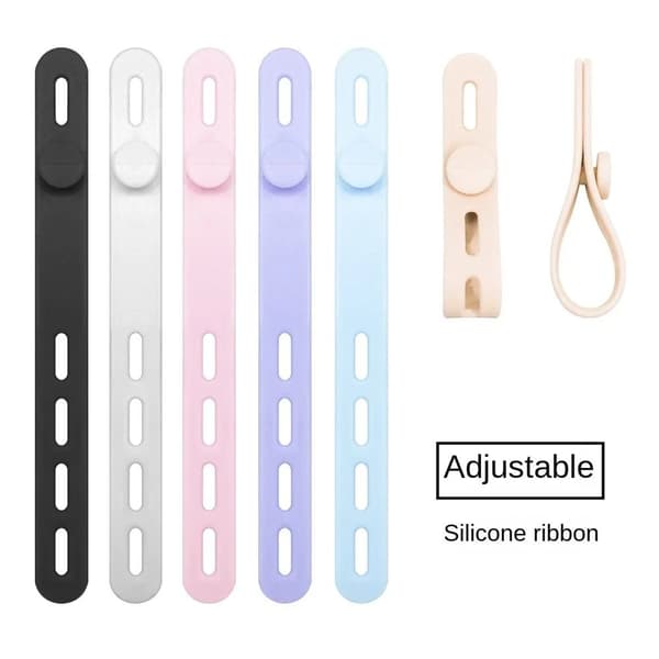 5 stk. kabelholder gummibånd SORT black
