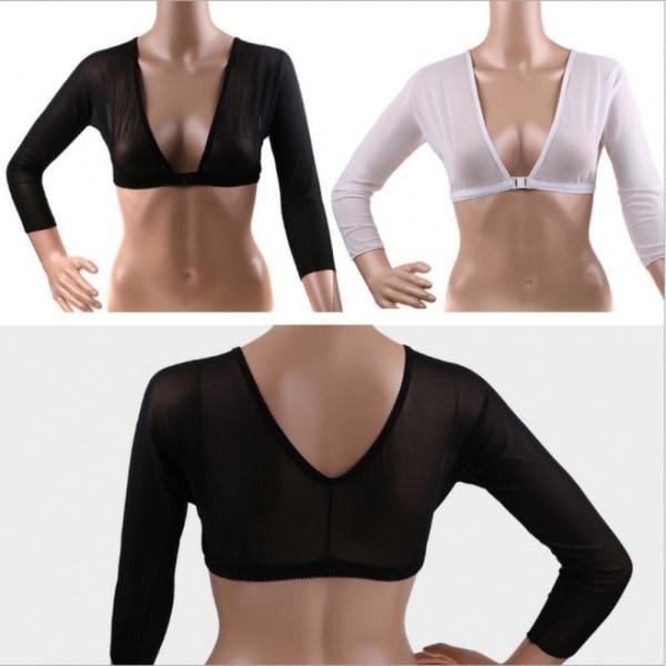 Bryststøtte med mesh-topp, navleeksponert langermet SVART M Black M