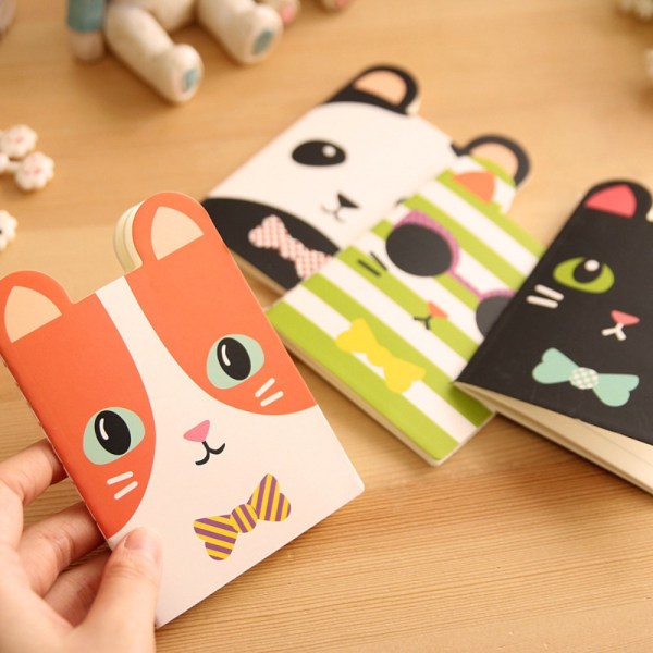 Mini Cute Kawaii Journal Dagbog Notesbog foret papir notesblok Color Random