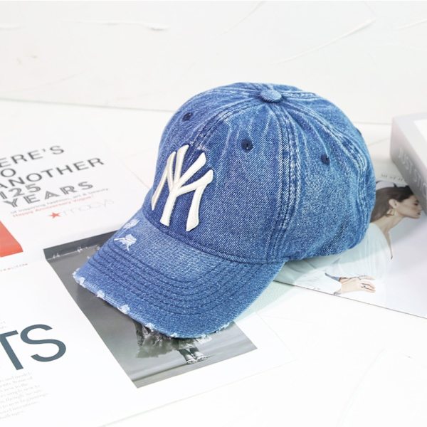 Vasket Denim Baseball Cap Svart Vintage Y2k Dad Hats BLÅ BLÅ Blue