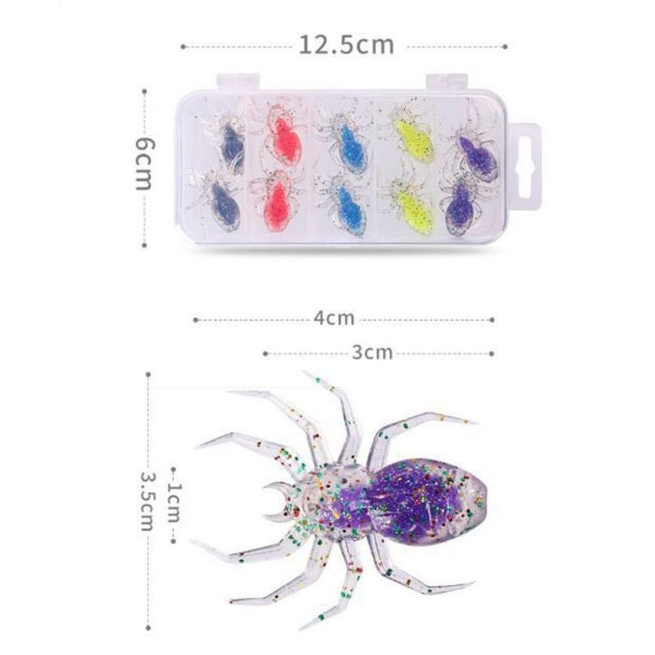 10st Mjuk Fiskedrag Spindel mjukt bete 2-BLÅ 2-BLÅ 2-Blue