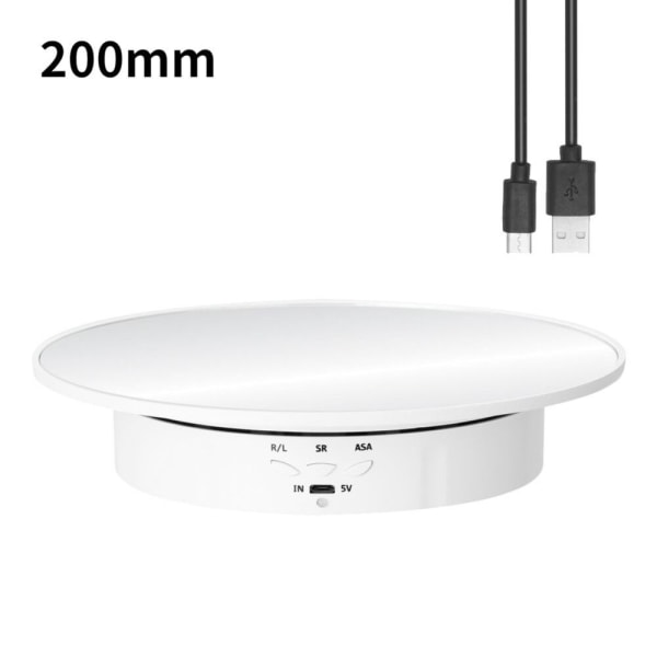 Motoriserad Roterande Spegel Display Stativ Skivspelare VIT White