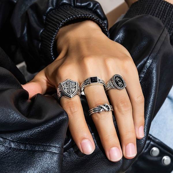 Vintage Ring Set Distressed Ring 4 4 4
