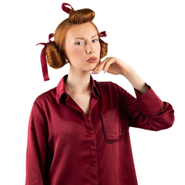 Curling Rod Ribbon Hårruller VINRØD wine red