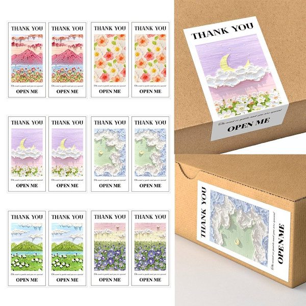 50 STK Thank You Stickers Open Me Decals 3 3 3