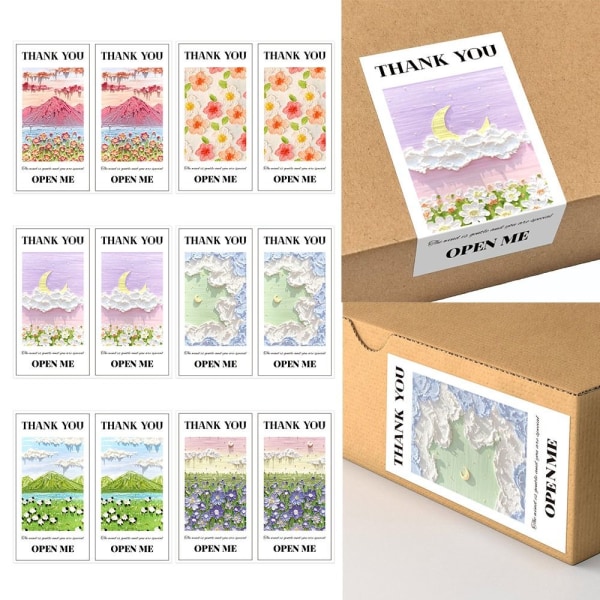 50 STK Thank You Stickers Open Me Decals 5 5 5