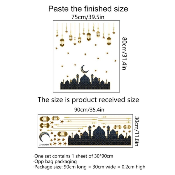Eid Mubarak Väggdekaler Ramadan Dekoration