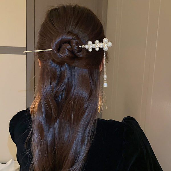 Hair Fork Pearl Päähineet Hius Chopsticks Cross Pearl Hairpin