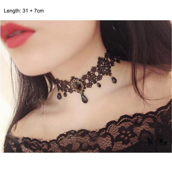 Gothic Choker viktoriansk tatovering halskjede svart blonder