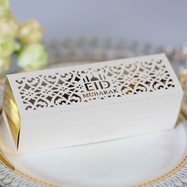 10 stk Eid Mubarak godtebokser Ramadan godtepose HVIT white