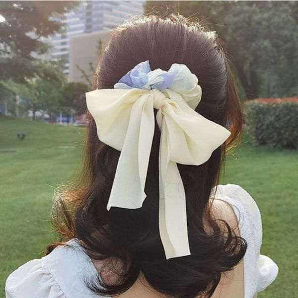 Sløjfe hår Scrunchies Koreansk stil hårreb GRØN green