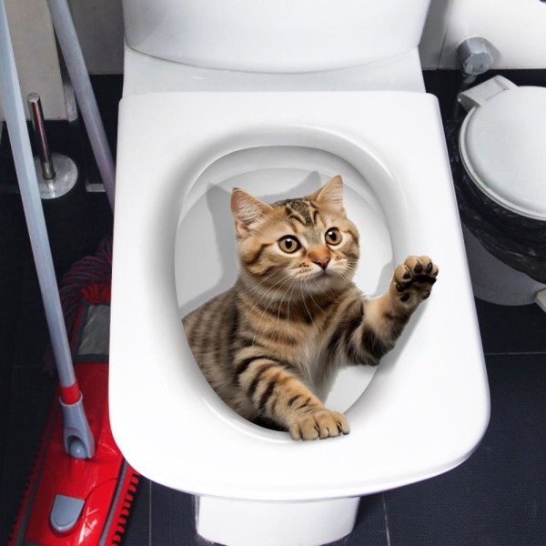 3D-kattetoiletklistermærker Livlige dyredekaler 6 6 6
