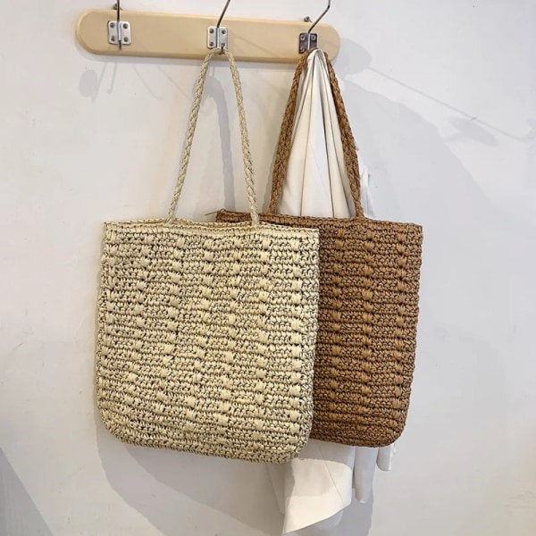 Klassisk Summer Woven Bag Dam Beach Shoulder Bag BEIGE beige