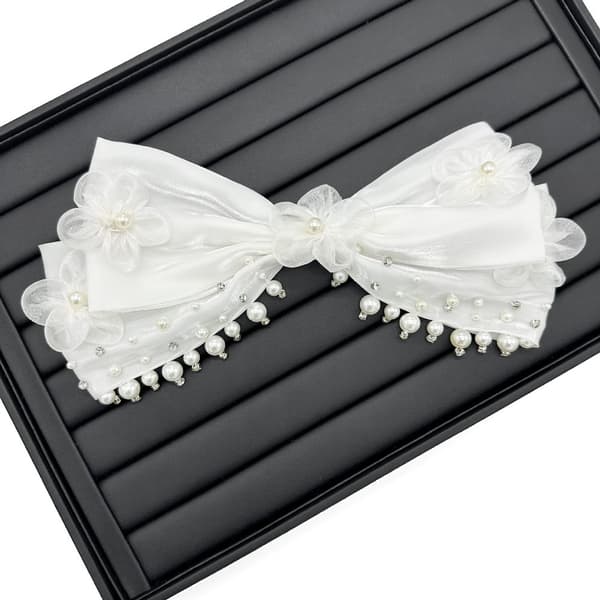 Pärlvit Rosett Tyg Patch Blomma Tygmärke VIT White